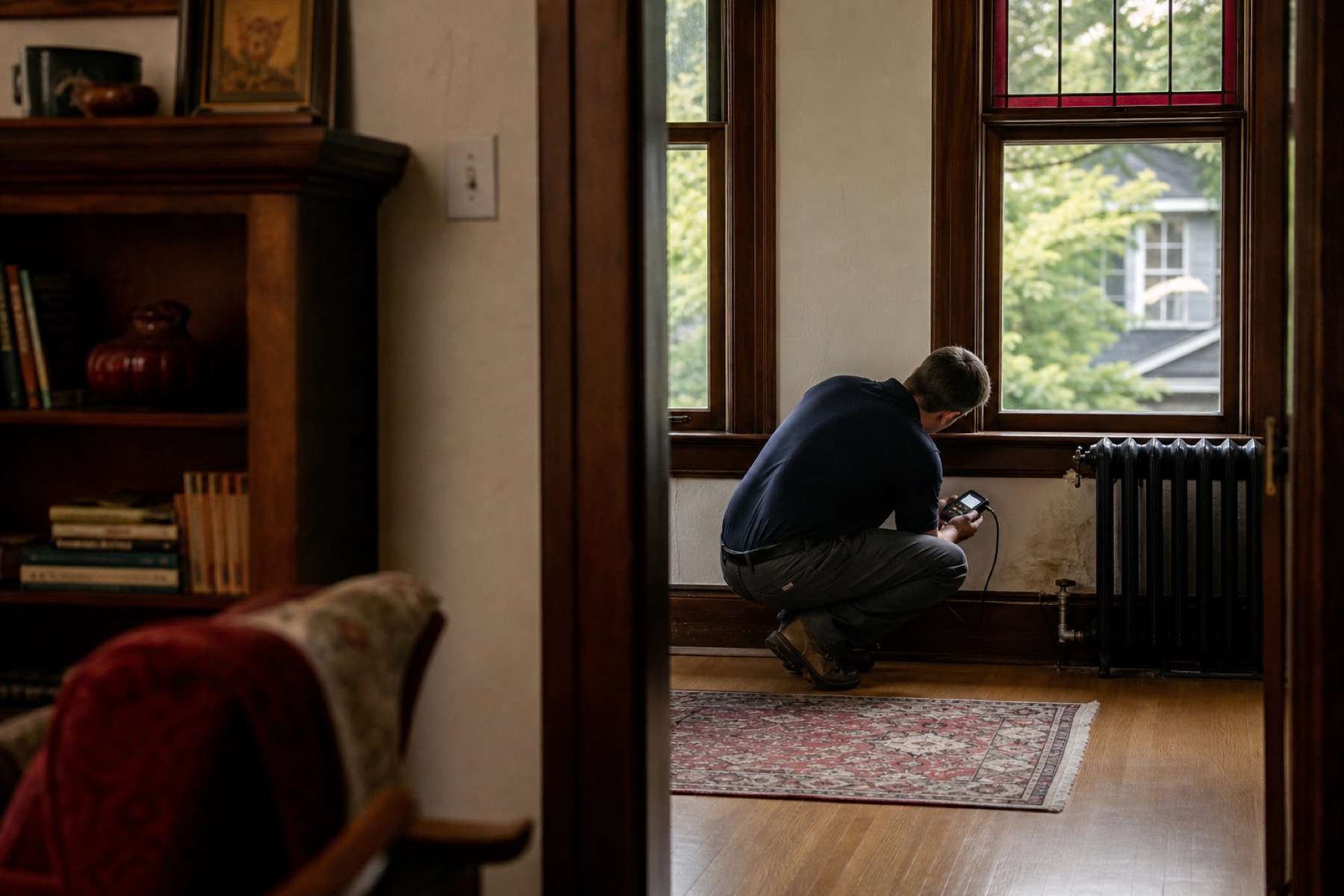 Illustrative view of a moisture assessment in an older Ann Arbor home